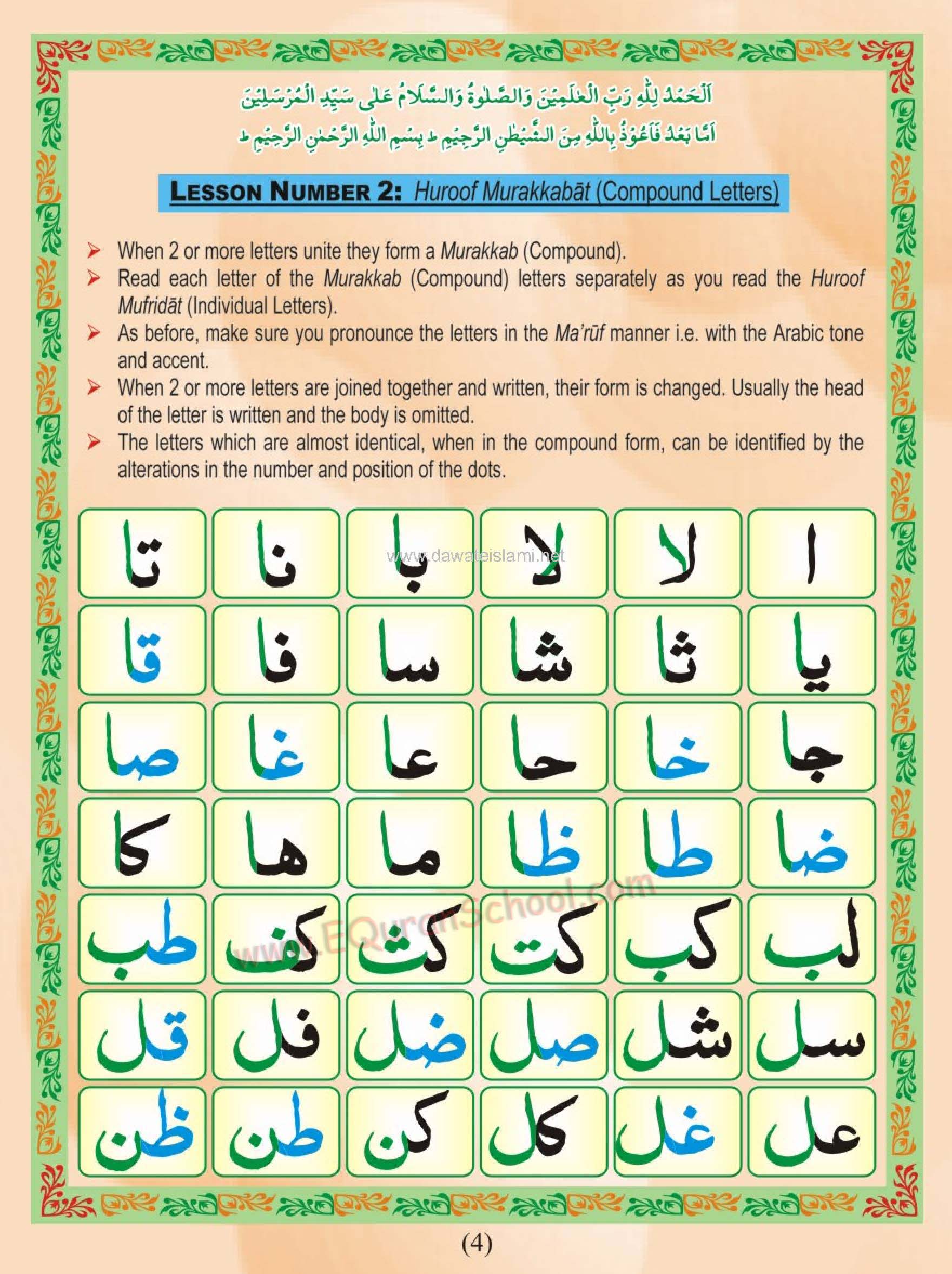 Arabi Alphabets, Compound letters, Huroof Murakkabat