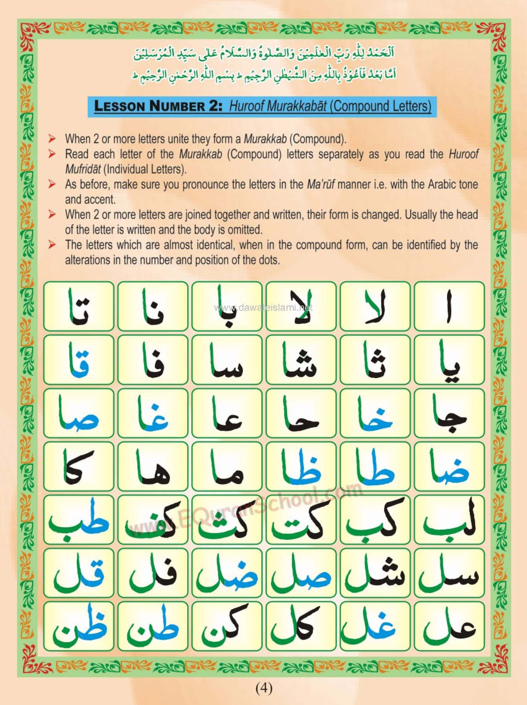 Arabi Alphabets, Compound letters, Huroof Murakkabat