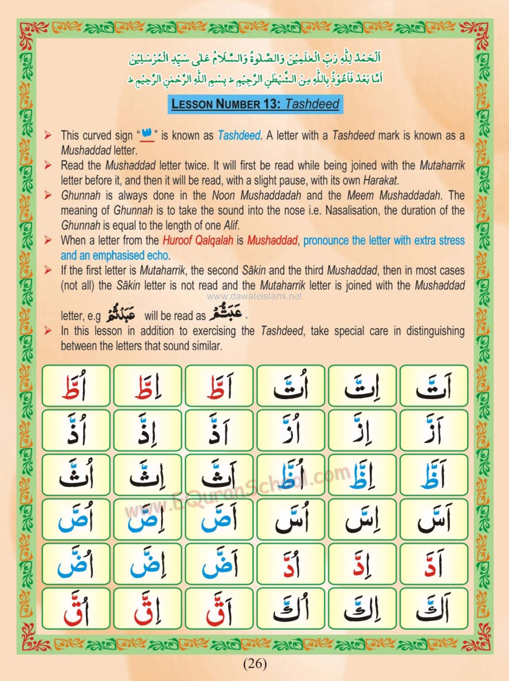 Exercise of mushaddad Letters